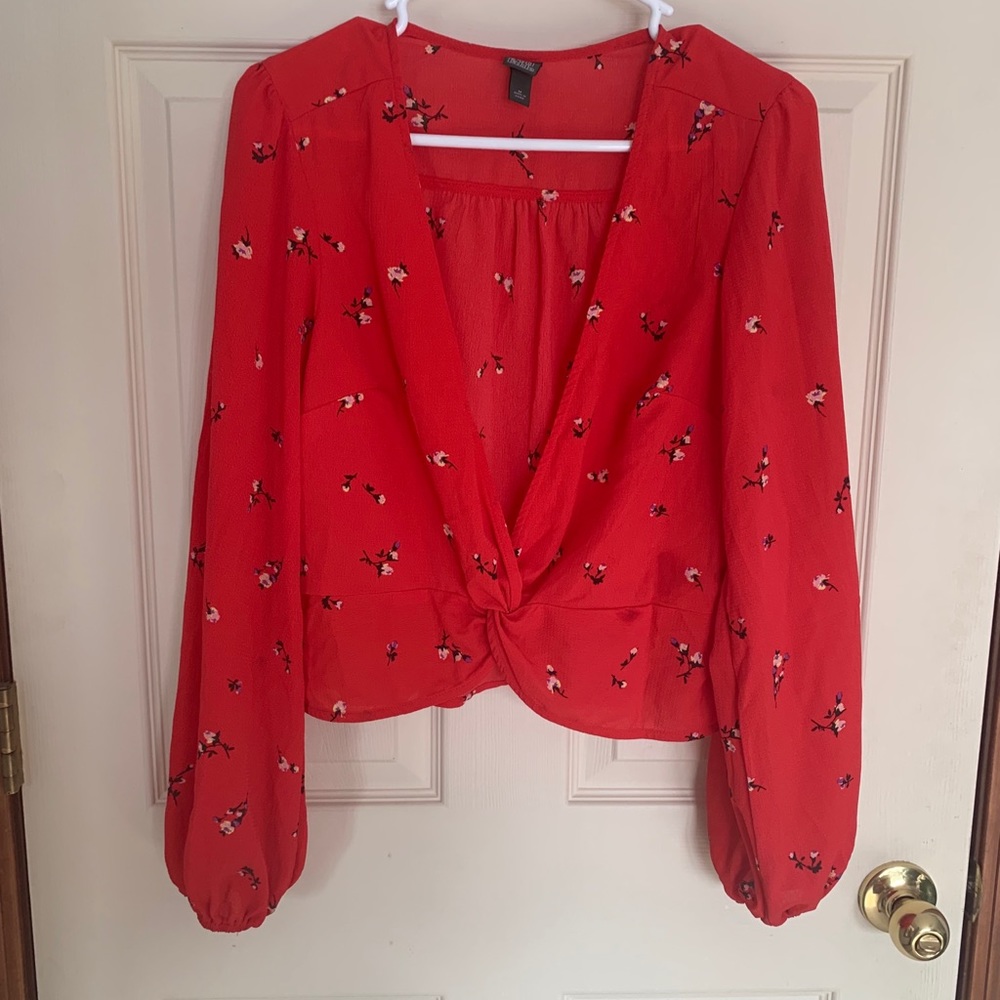 Red floral top